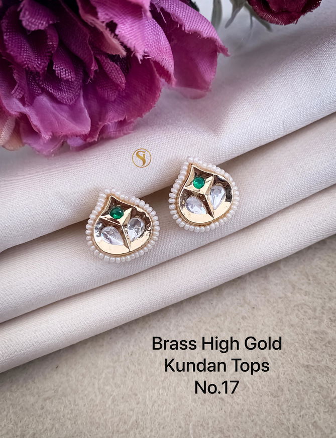 Brass High Gold Small Designer Kundan Tops 2 Wholesale Price
